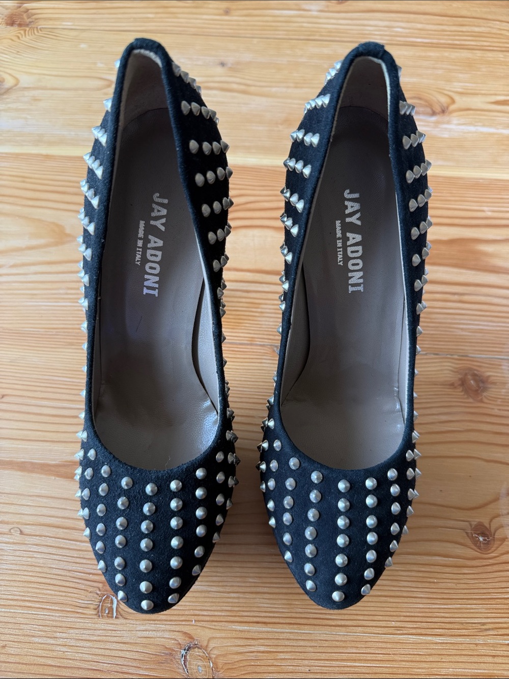 Black Studded Suede Pumps
